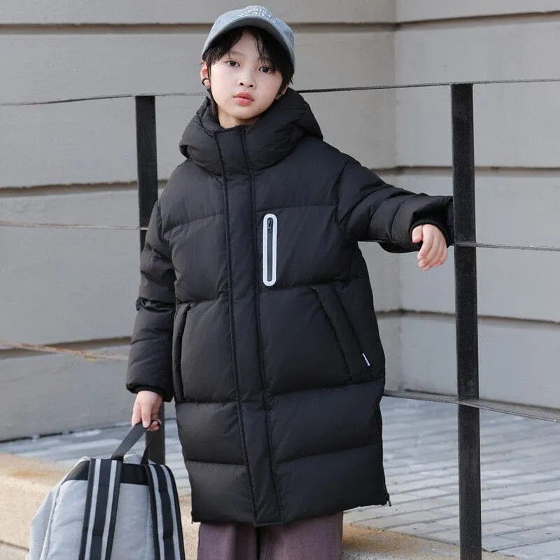360 Warmth Hooded Mid-Length Down Coat