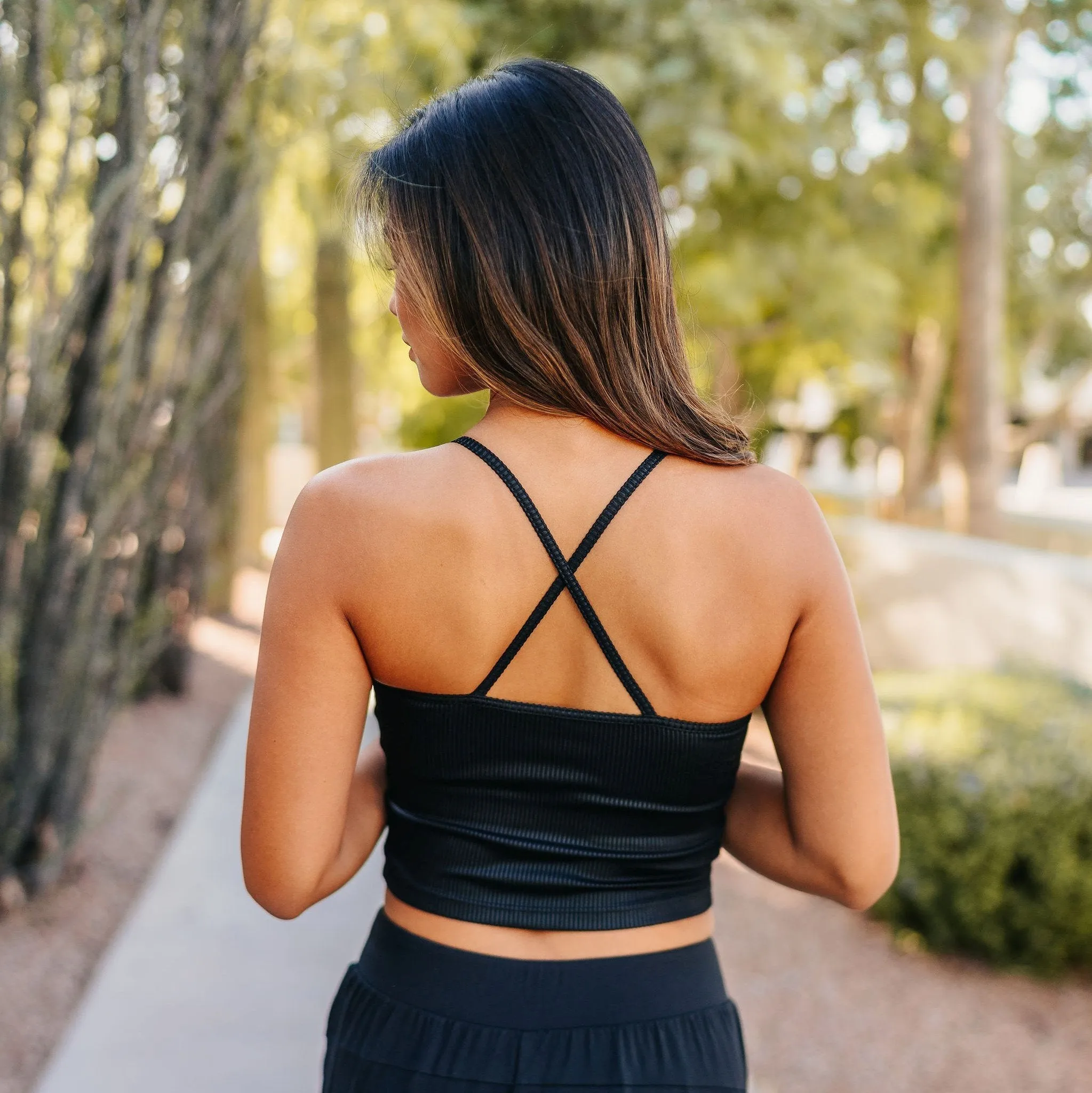 Ava Crop Top - Ribbed Black