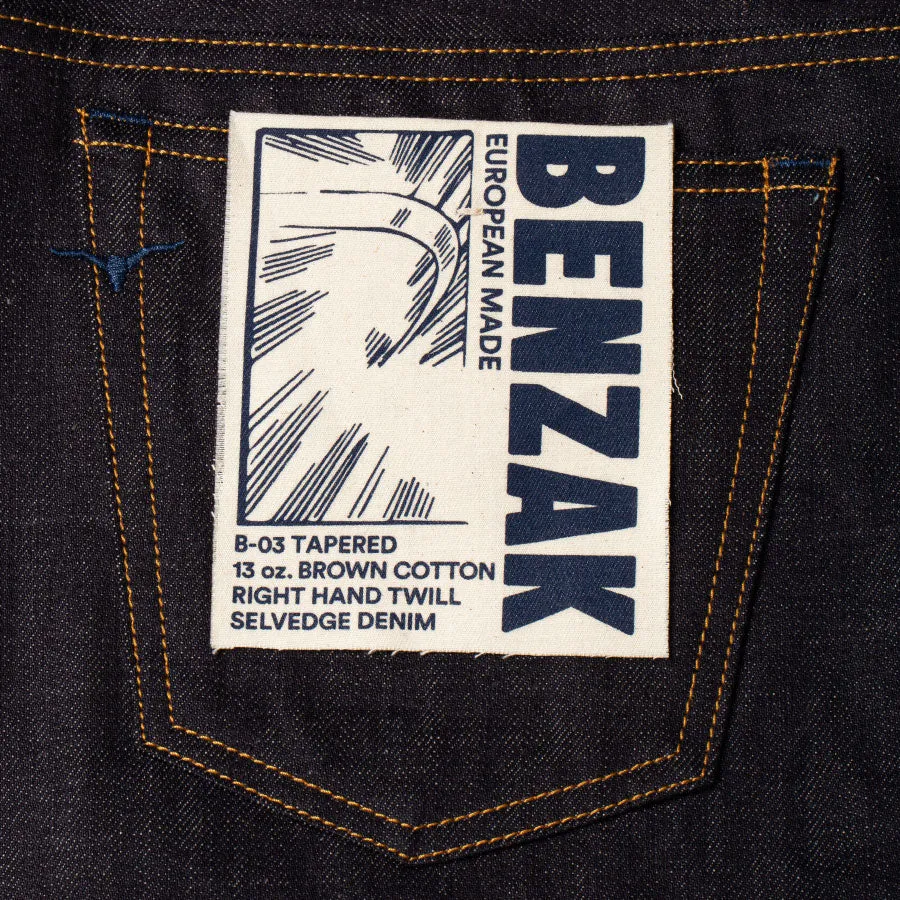 B-03 TAPERED 13 oz. brown cotton selvedge