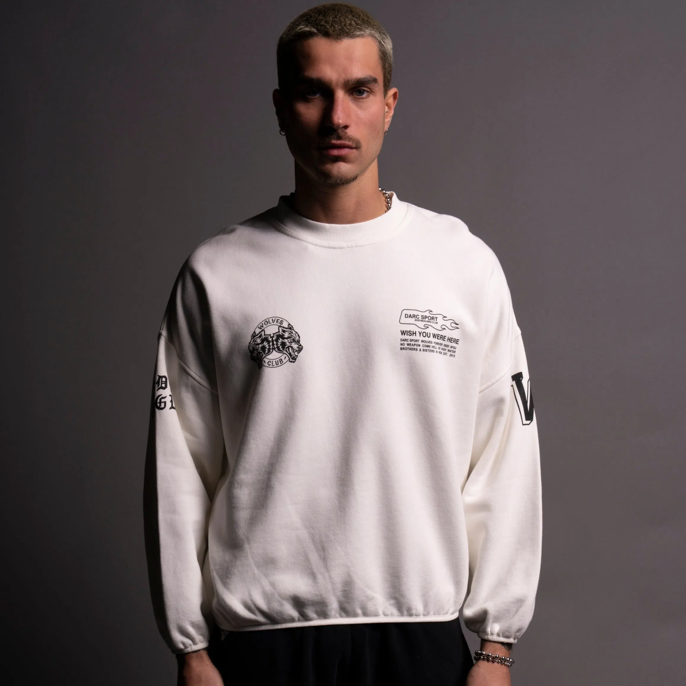 Established S. Hall Unisex Crewneck in Cream