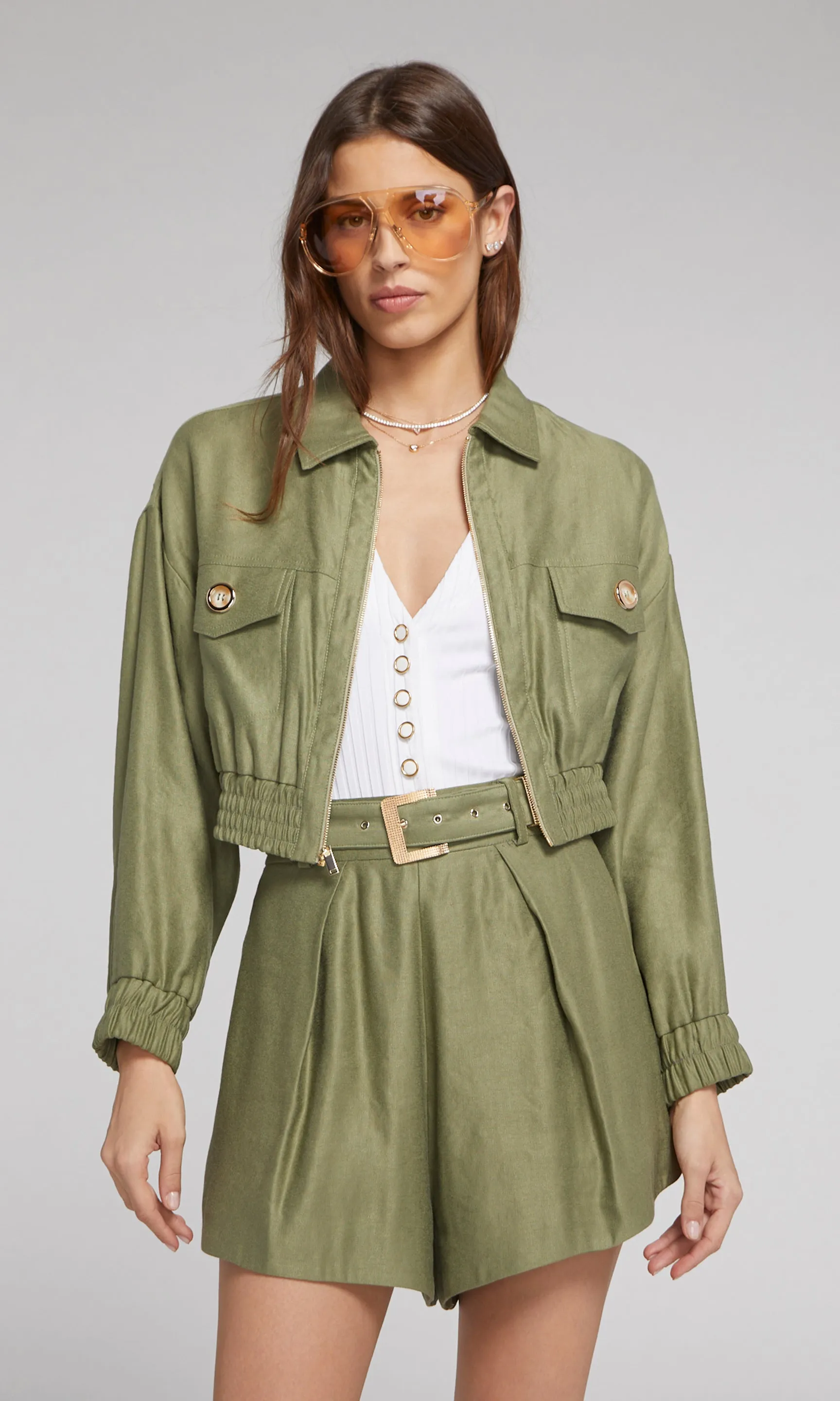 Farrah Linen Bomber
