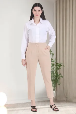 High Waist Trousers, Beige