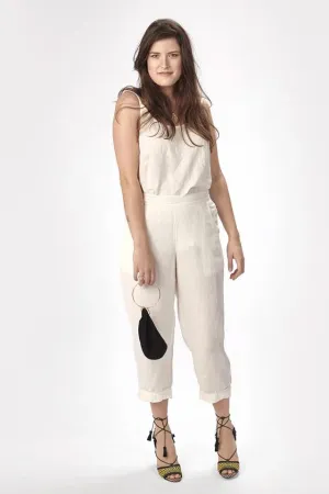 Linen 3/4 Pants White