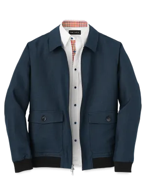 Linen Bomber Jacket - Blue