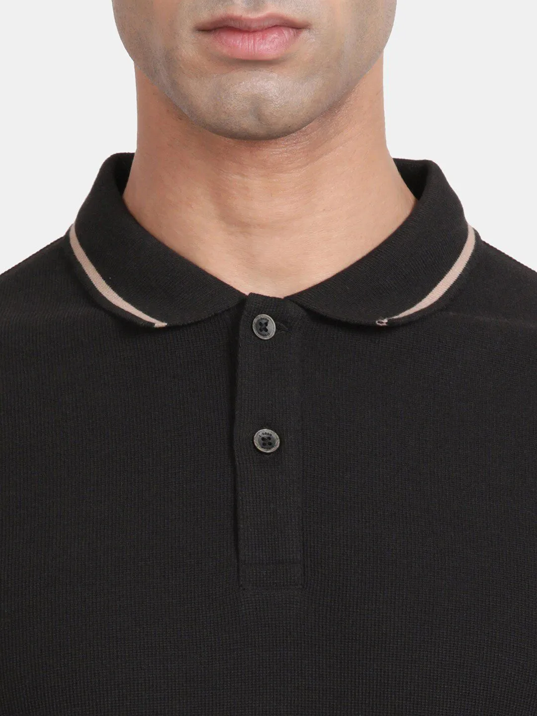 Men Polo Collar Relaxed Fit Cotton T-shirt