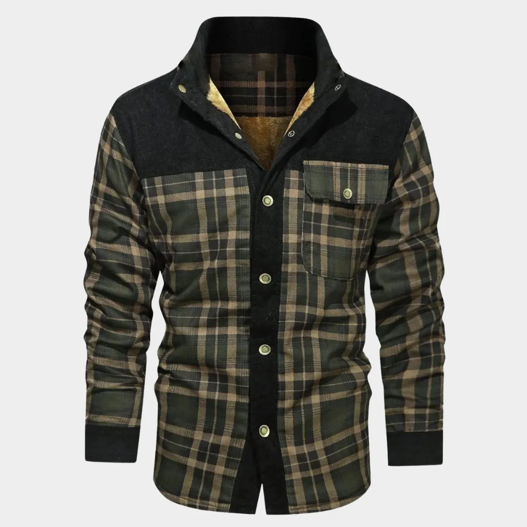 Men's Plaid Print Jacket  Long Sleeve Stand Collar  Warm Fleece Lined  Multiple Colours
