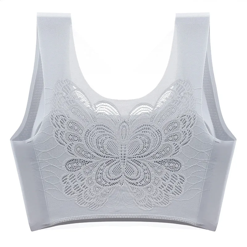 Plus Size Lace Butterfly Comfortable Bra