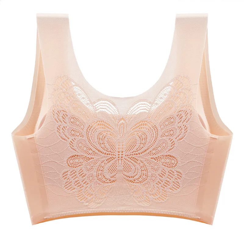 Plus Size Lace Butterfly Comfortable Bra