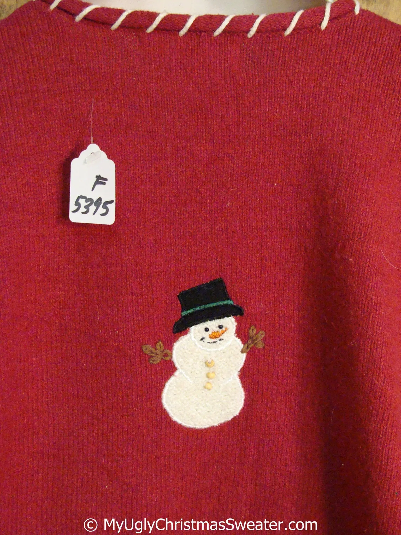 Red Tacky Christmas Sweater with Snowmen
