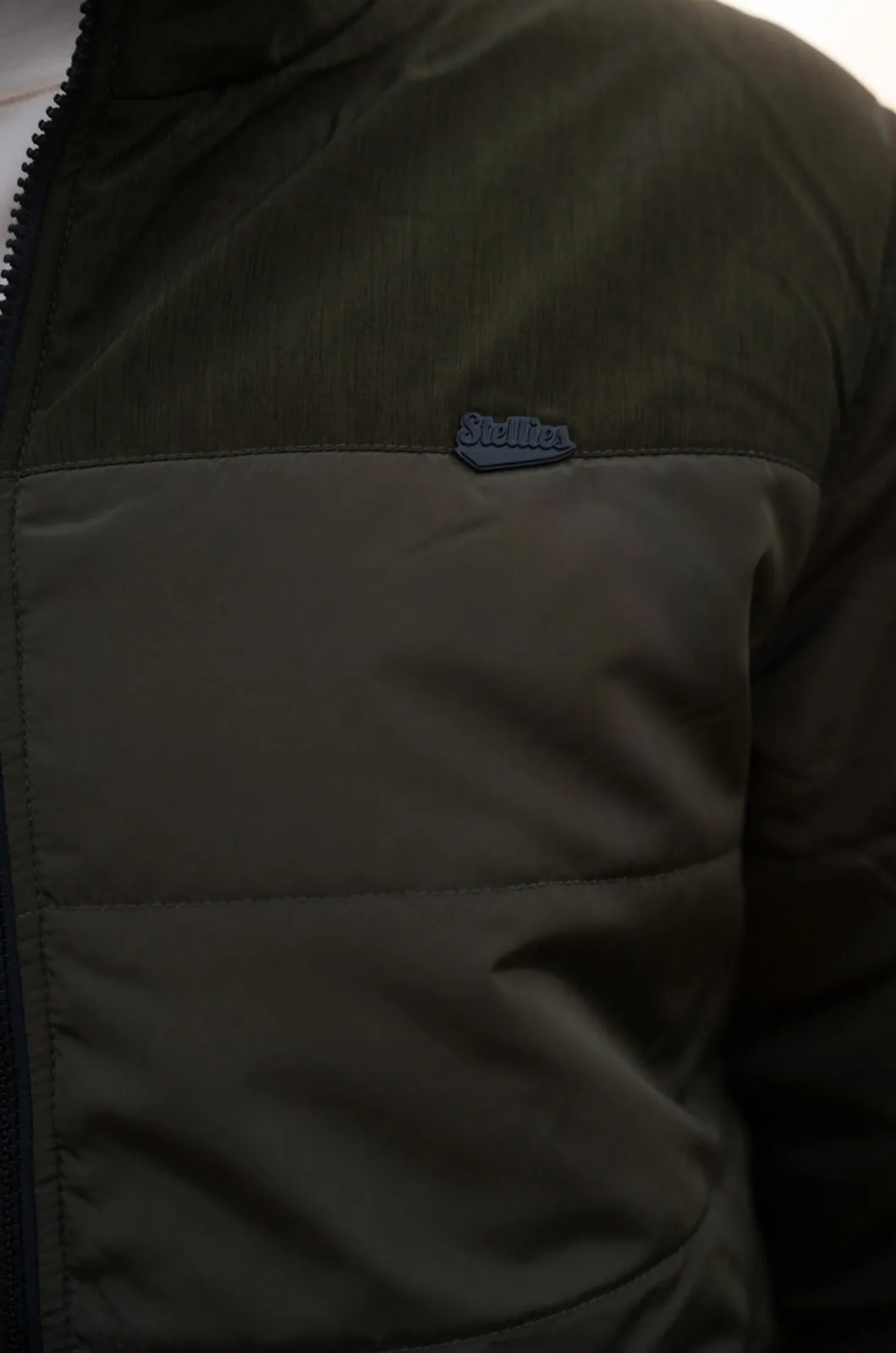Two-Tone Puffer Jacket - Olive