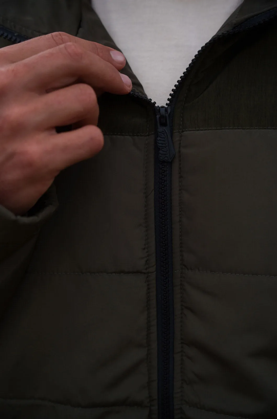 Two-Tone Puffer Jacket - Olive