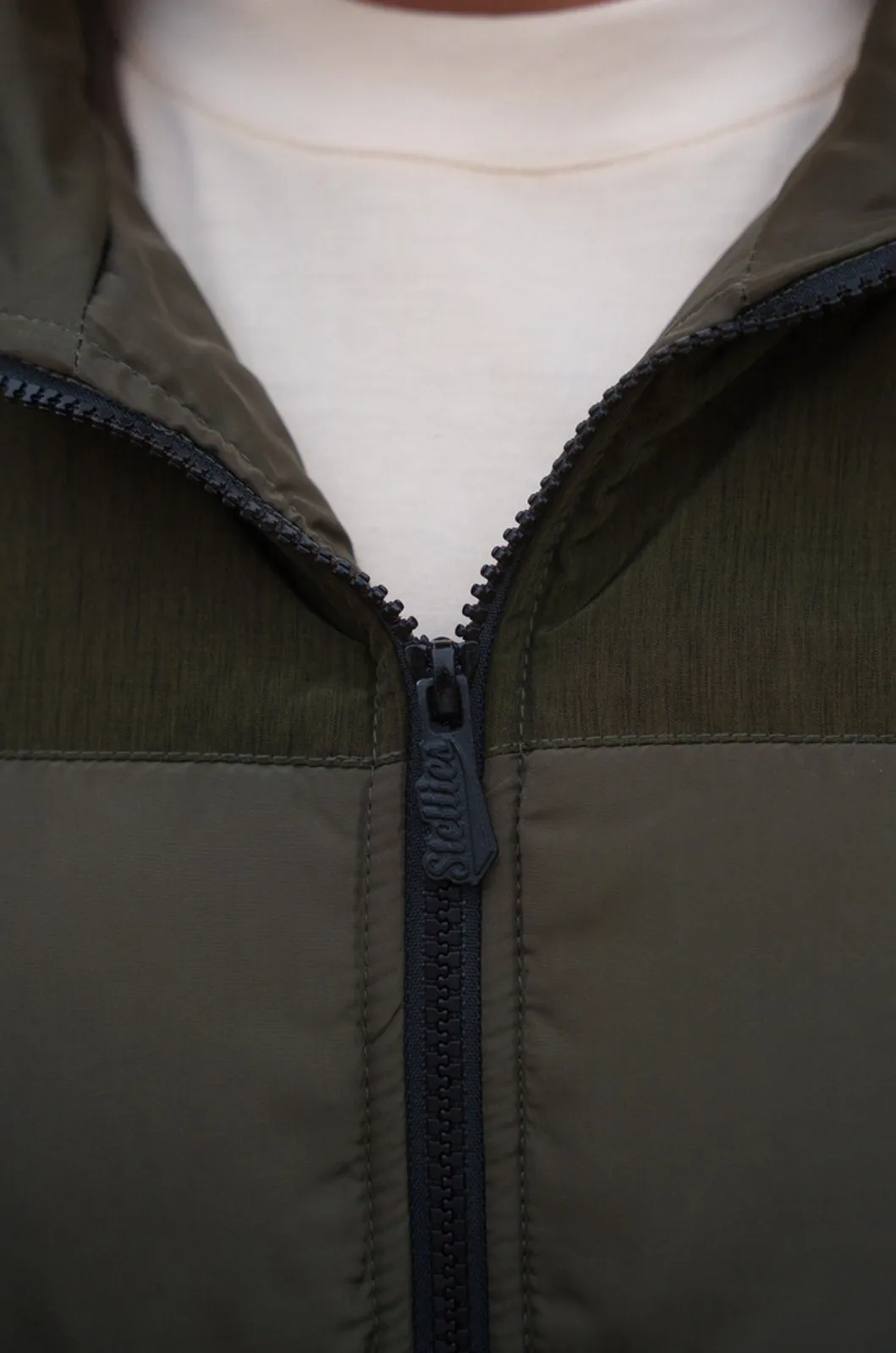 Two-Tone Puffer Jacket - Olive