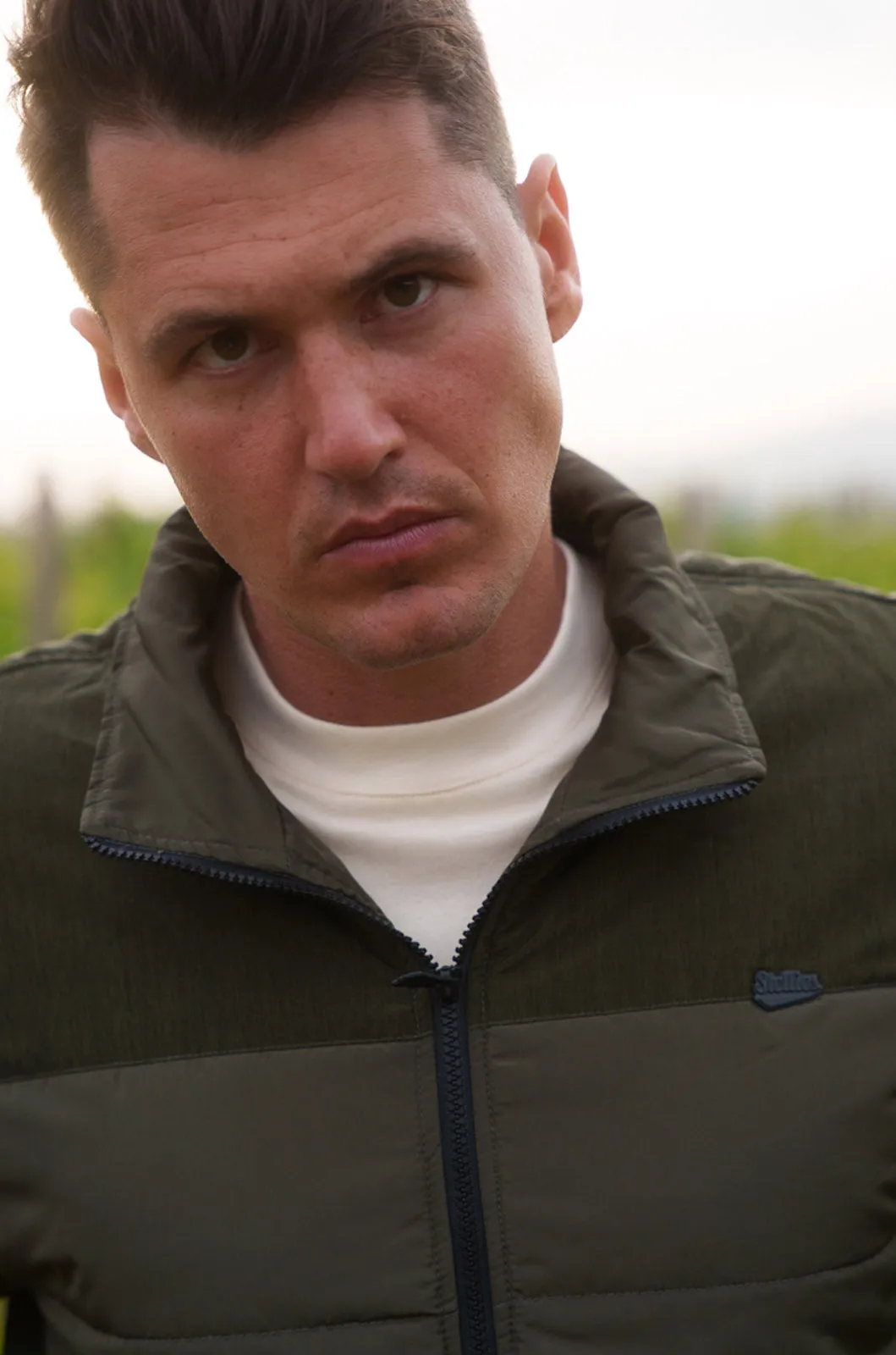 Two-Tone Puffer Jacket - Olive