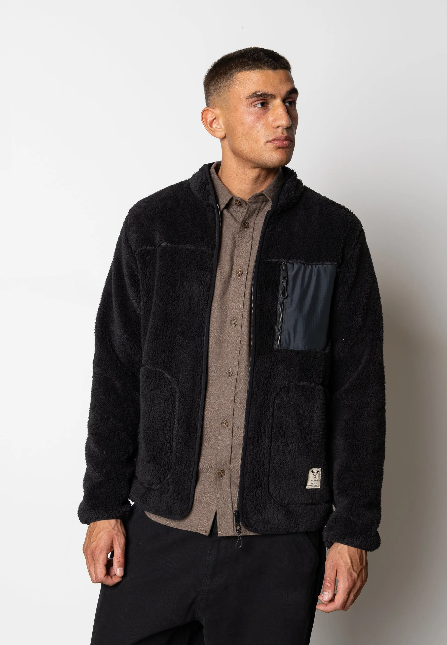 WOOD FLEECE JACKET - Black