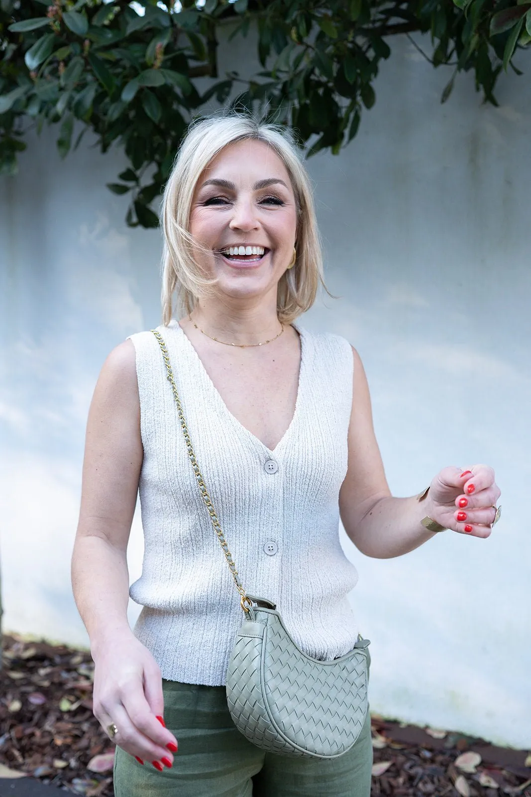YAYA - Gilet Knitted Rib Stitch Nature Melange