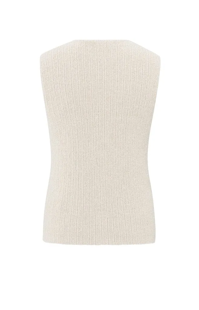 YAYA - Gilet Knitted Rib Stitch Nature Melange