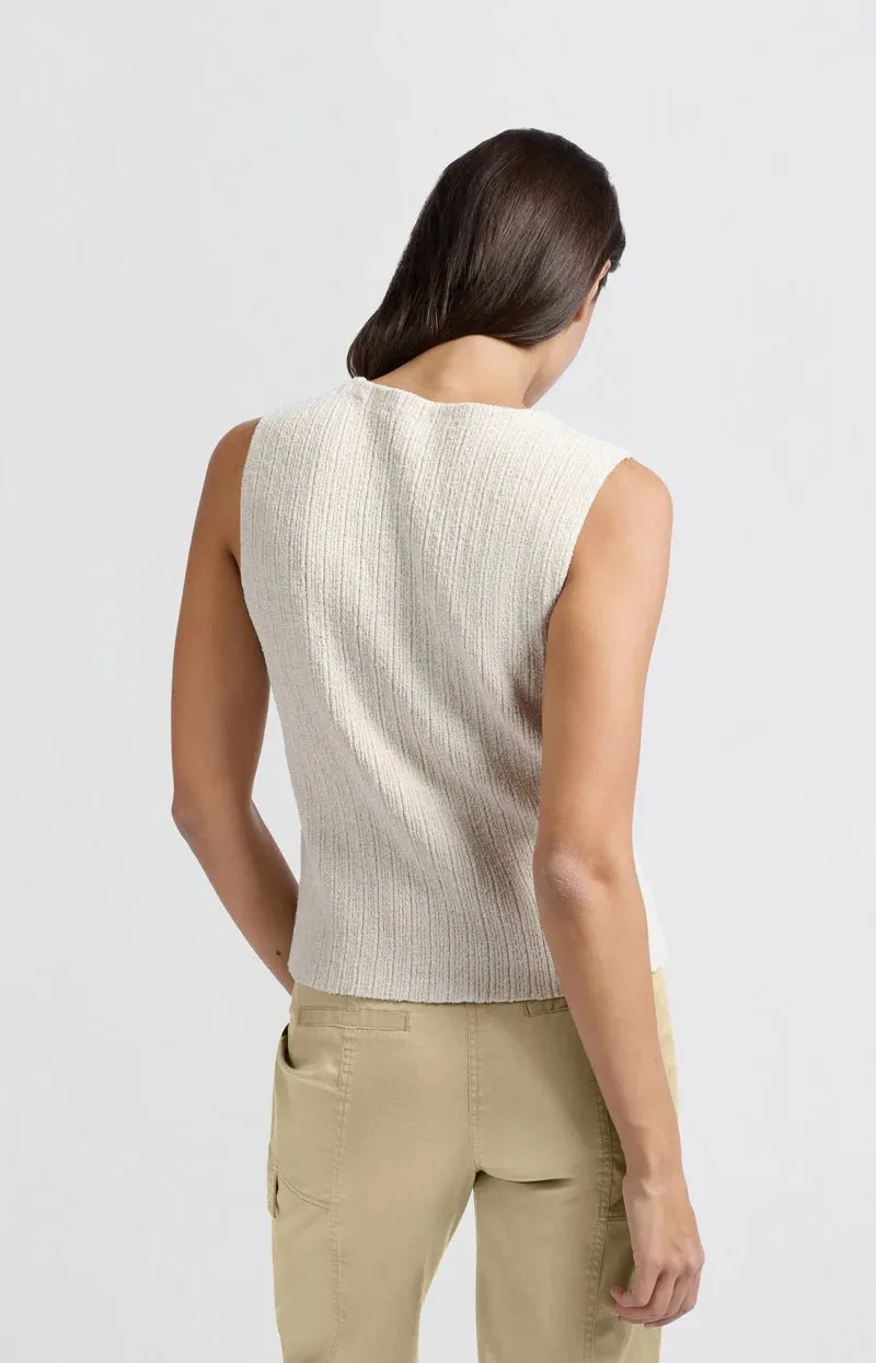YAYA - Gilet Knitted Rib Stitch Nature Melange